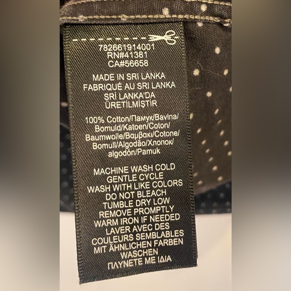 RRL Double RL Ralph Lauren Button Up Shirt Size XL Black With White Polka Dots - Picture 6 of 6